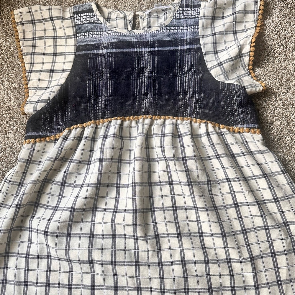 THML Navy and Cream Plaid Dress